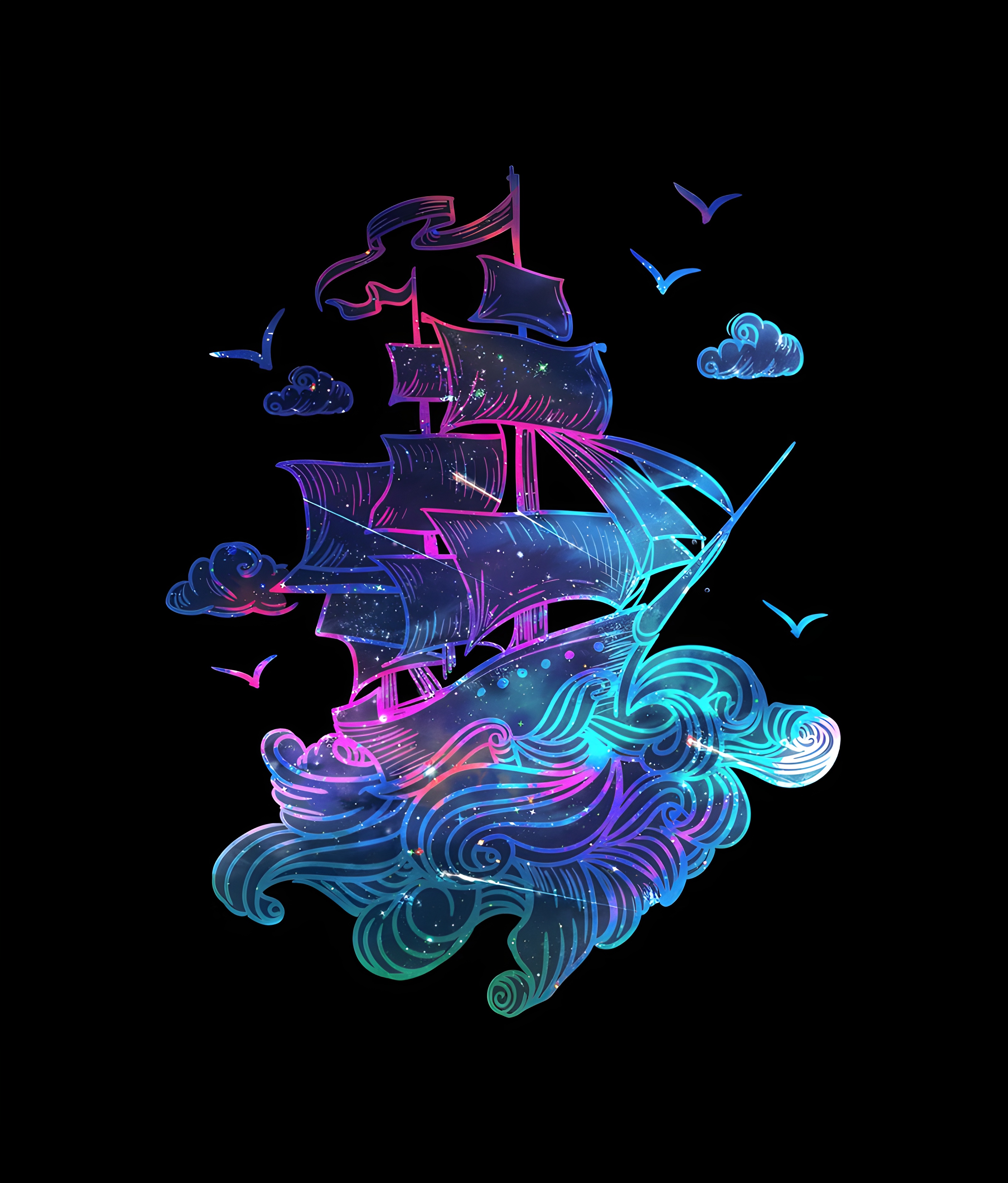 Neon sailing vessels